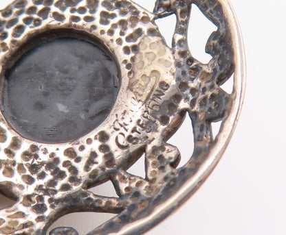JEZLAINE 925 Sterling Silver  Vintage Black Onyx Swirl Border Pendant  PT16447