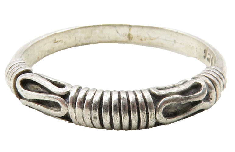 925 Sterling Silver Vintage Dark Tone Wire Swirl Band Ring Sz 7 RG13609