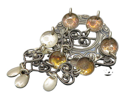 EUROPEAN 925 Silver  Vintage Rope Twist Love Heart Dangle Brooch Pin  BP9457