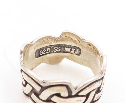 925 Sterling Silver Vintage Ring Dark Tone Cutout Celtic Knots  Sz 6  RG31296
