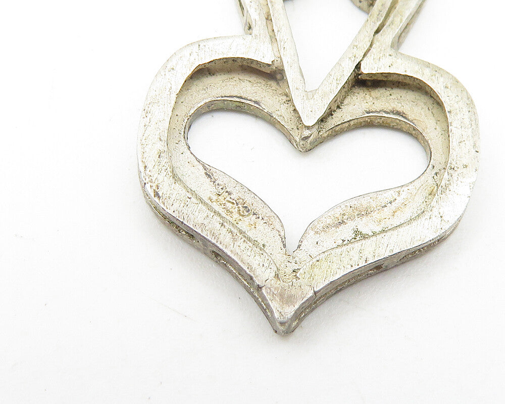 925 Sterling Silver  Vintage Dark Tone Textured Love Heart Pendant  PT8877