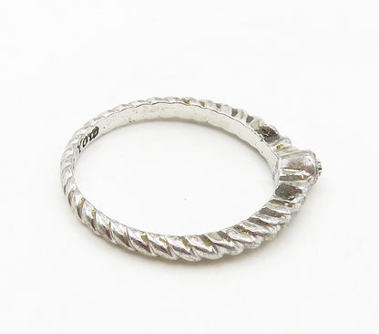 925 Sterling Silver  Genuine Diamonds Shiny Twist Band Ring Sz 10  RG15894