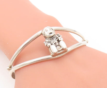925 Sterling Silver Vintage Bracelet CAROL FELLY Cutout Crying Baby Cuff BT10950