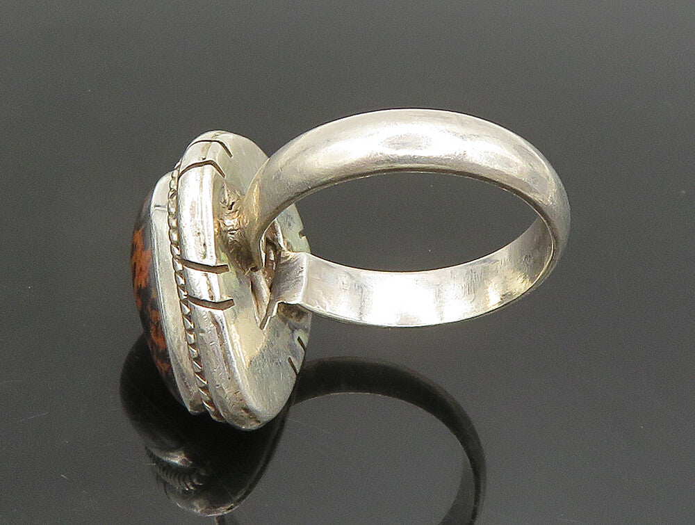 925 Sterling Silver  Vintage Pear Shaped Mahogany Obsidian Ring Sz 8  RG24455