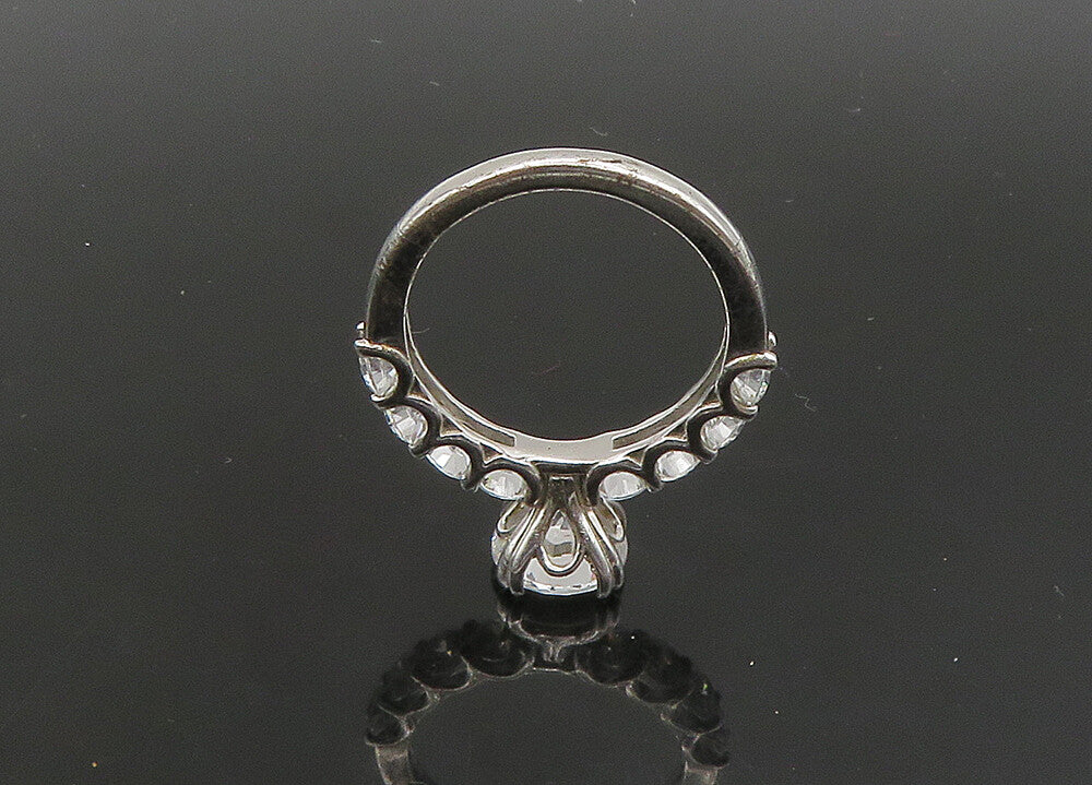 925 Sterling Silver  Vintage Shiny Cubic Zirconia Solitaire Ring Sz 7  RG22940