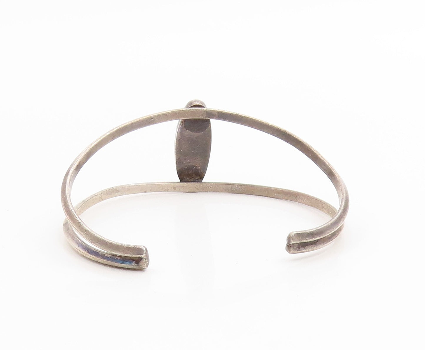 925 Sterling Silver Vintage Bracelet Oval Black Onyx Split Shank Cuff  BT11992
