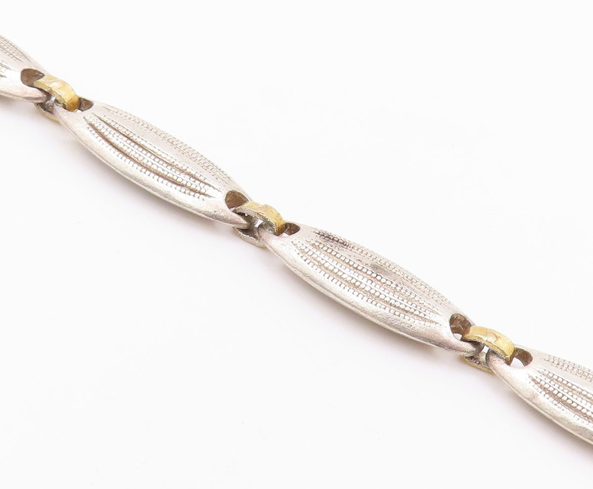 925 Sterling Silver Vintage Necklace Designer Grooved Ring Linked  NE4528