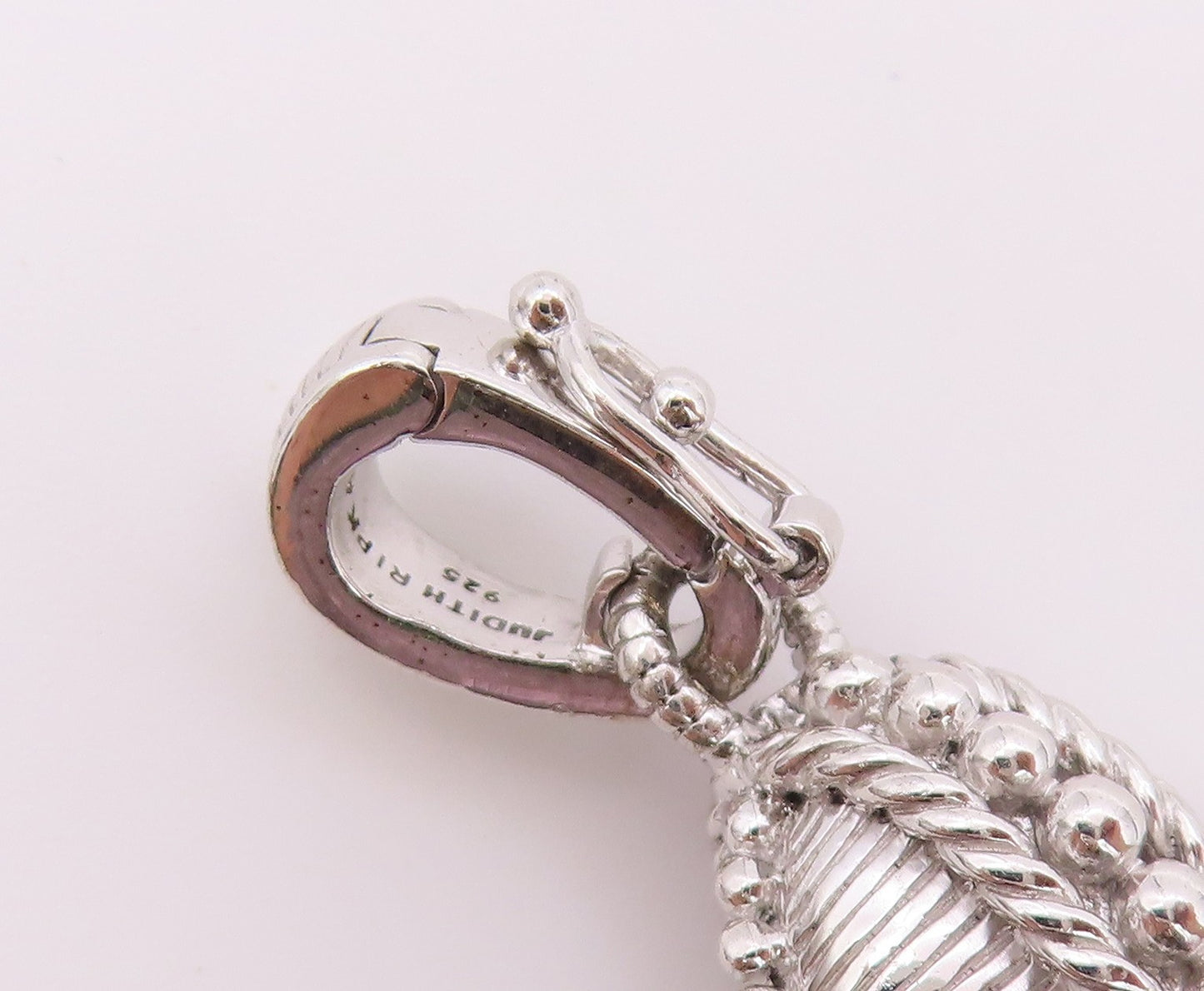 925 Sterling Silver Vintage Pendant JUDITH RIPKA Pink Sapphire Heart  PT26412
