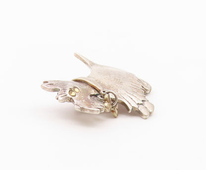 925 Sterling Silver  Vintage Two Tone Dog Animal Motif Brooch Pin  BP9290