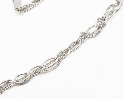 PIANEGONDA 925 Silver  Shiny Polished Pointed Oval Link Chain Necklace  NE2932