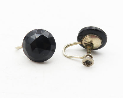 925 Sterling Silver  Vintage Black Hematite Non Pierce Drop Earrings  EG5928