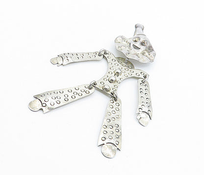 MEXICO 925 Sterling Silver  Vintage Dancing Clown Brooch Pin (MOVES)  BP2624