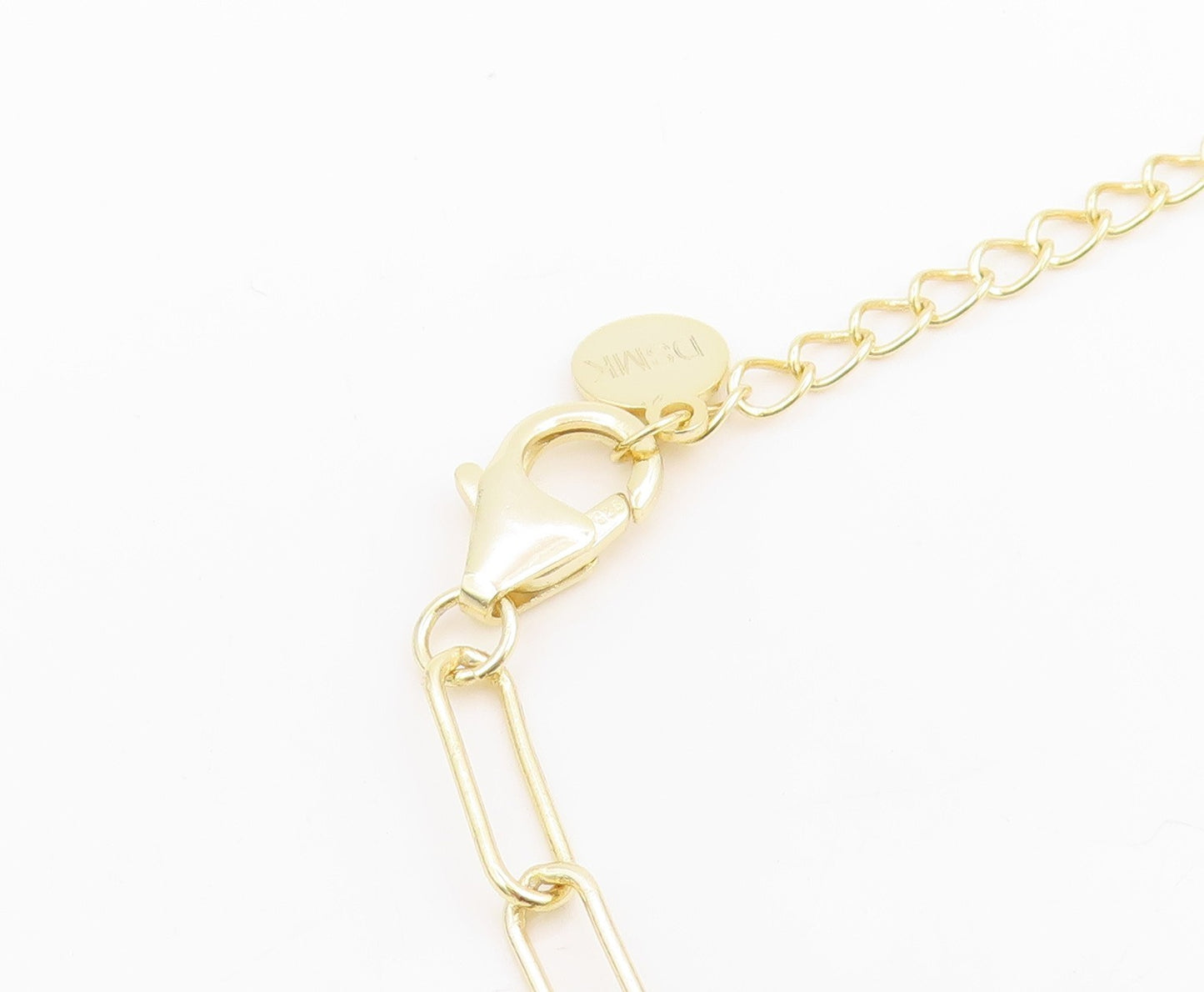925 Sterling Silver Vintage Necklace Gold Plated DSMK Paperclip Chain  NE4815