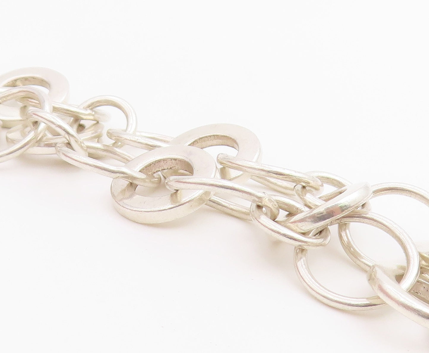 925 Sterling Silver Vintage Bracelet MEXICO Interlocking Circles Link  BT12211