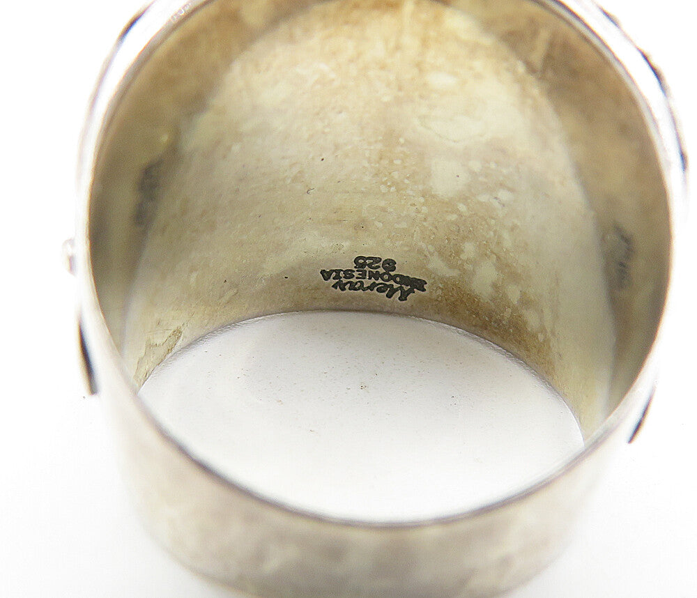 MERAV 925 Sterling Silver  Vintage Pearl Floral Cocktail Ring Sz 7  RG7684