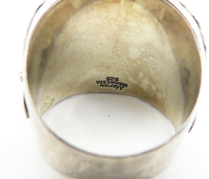 MERAV 925 Sterling Silver  Vintage Pearl Floral Cocktail Ring Sz 7  RG7684