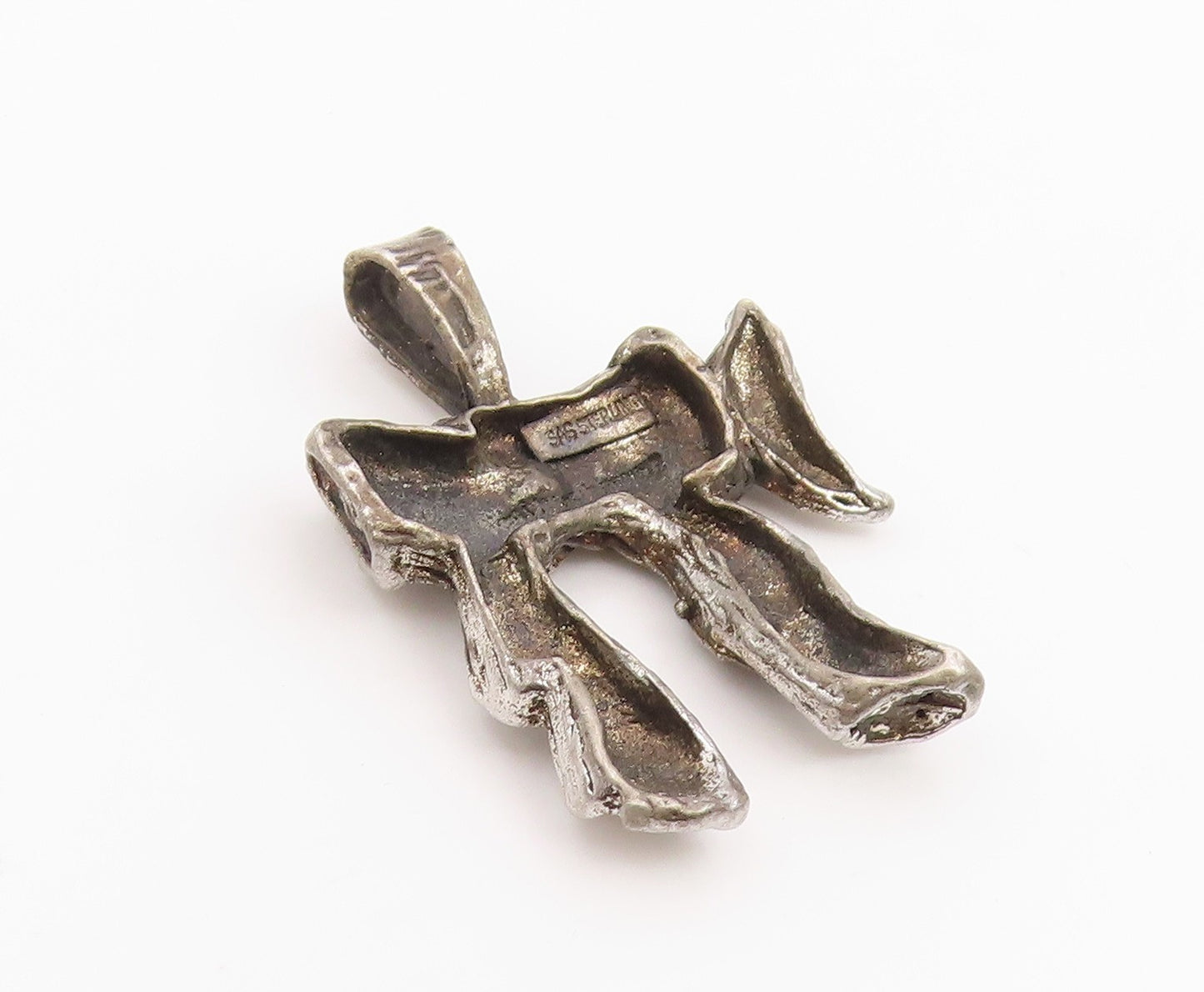 925 Sterling Silver Vintage Pendant Textured Hebrew Chai Symbol Charm  PT25957