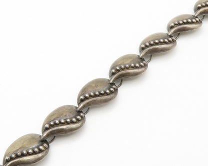 MEXICO 925 Sterling Silver  Vintage Dark Tone Floral Chain Necklace  NE2342