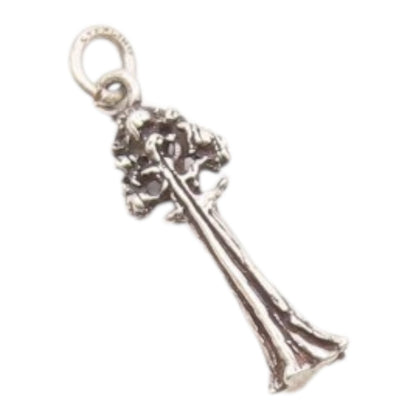 925 Sterling Silver  Vintage Petite Tall Tree Shiny Drop Pendant  PT18031