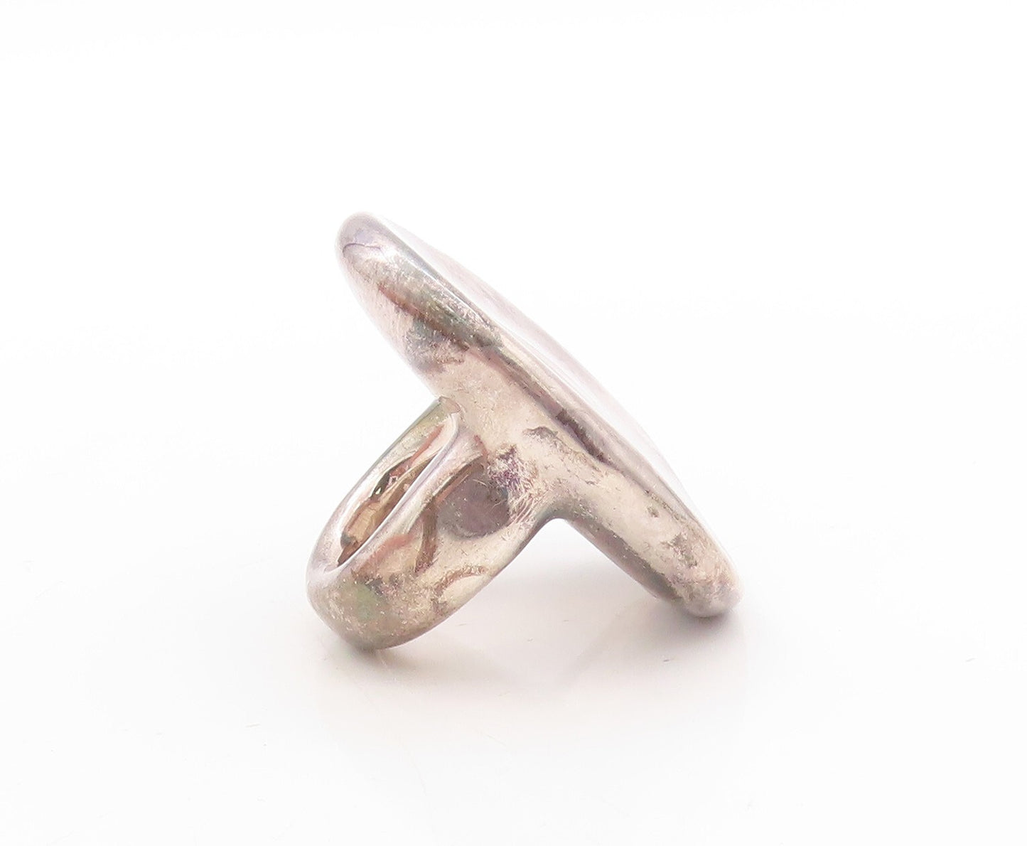 925 Sterling Silver Vintage Ring Minimalist Large Puffed Oval  Sz 5  RG31445