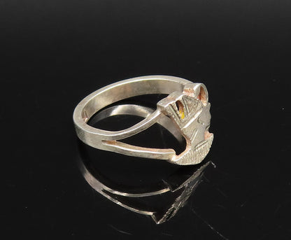 MIDDLE EAST 925 Silver  Vintage Etched Pharaoh Head Cutout Ring Sz 5  RG26018