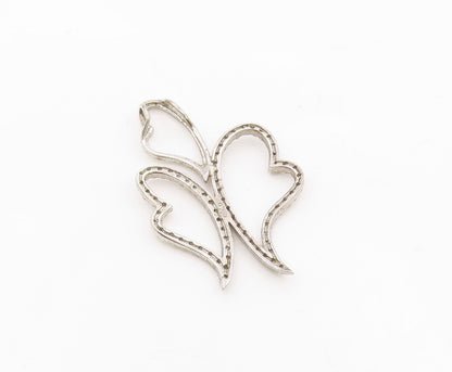 925 Sterling Silver  Vintage Dainty Topaz Floating Love Hearts Pendant PT21320