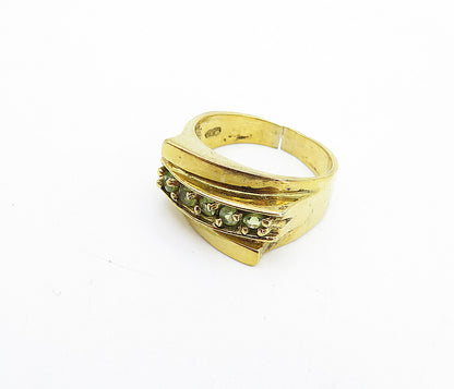 925 Sterling Silver  Vintage Topaz Shiny Gold Plated Band Ring Sz 7.5  RG4441