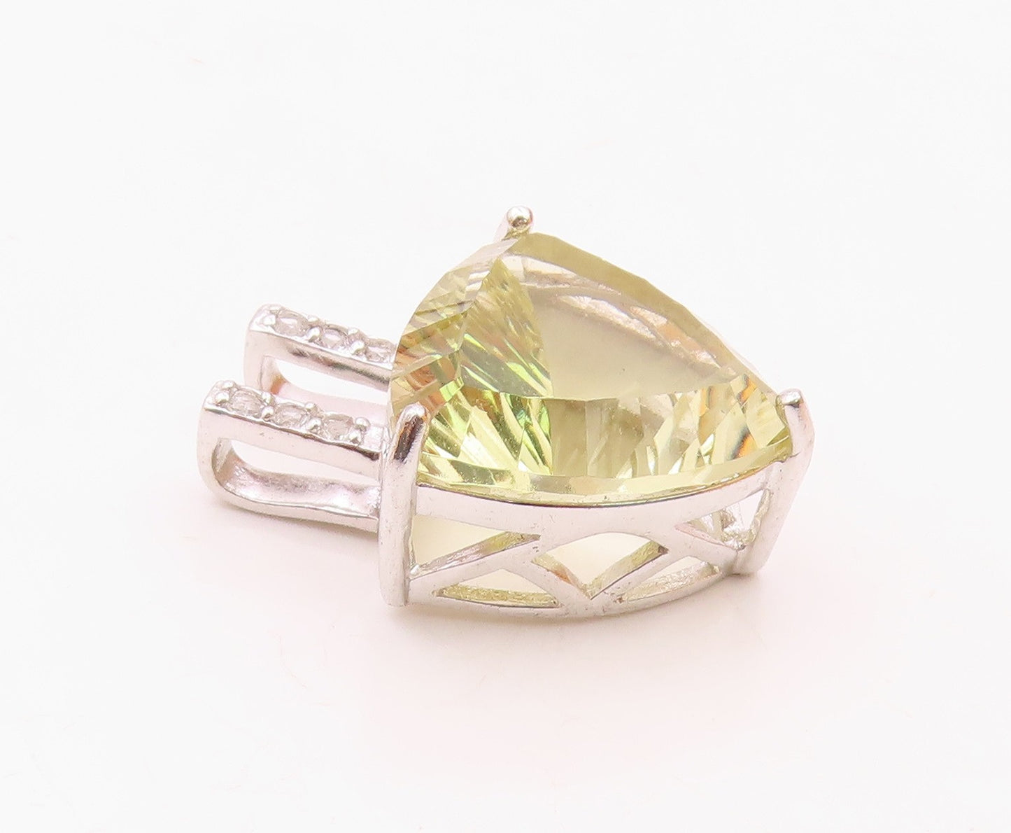 925 Silver  Vintage Beautiful Fancy Yellow & White Topaz Drop Pendant  PT21453