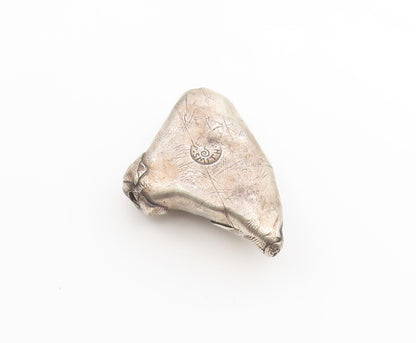 925 Sterling Silver Vintage Pendant Two Tone Textured Geometric Charm  PT26274