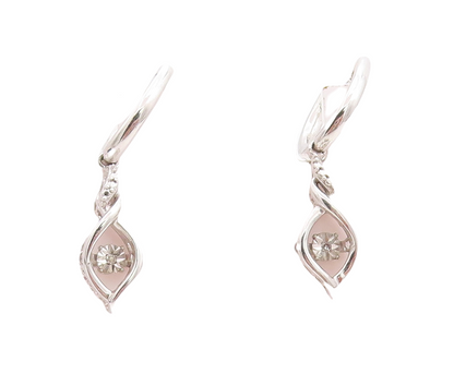 925 Sterling Silver Vintage Earrings Designer Cutout Diamonds Inlay  EG13255