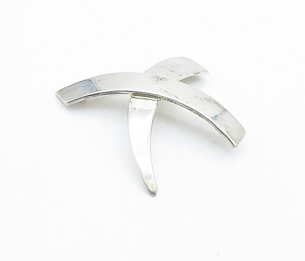 ERQUIDIA MEXICO 925 Sterling Silver Vintage Criss Cross Brooch Pin BP2753