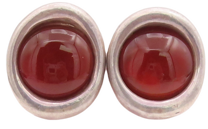 925 Sterling Silver Vintage Earrings BAT AMI ISRAEL Designer Carnelian  EG13228