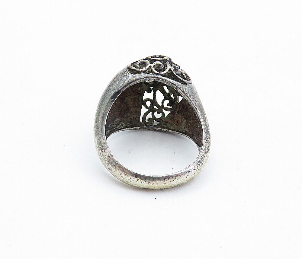 925 Sterling Silver  Vintage Oxidized Open Swirl Dome Band Ring Sz 6  RG5818