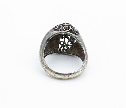 925 Sterling Silver  Vintage Oxidized Open Swirl Dome Band Ring Sz 6  RG5818