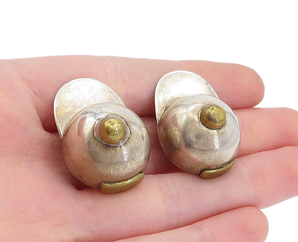 MEXICO 925 Sterling Silver  Vintage Baseball Cap Non Pierce Earrings  EG2804