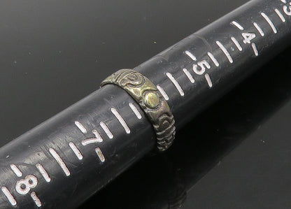925 Sterling Silver  Vintage Dark Tone Pattern Petite Band Ring Sz 6  RG22980
