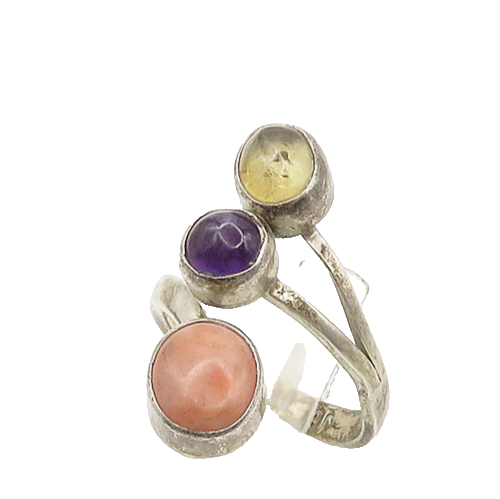 JONATHAN BEYUKA NAVAJO 925 Silver Vintage Rhodochrosite Ring Sz 8.5 RG19501