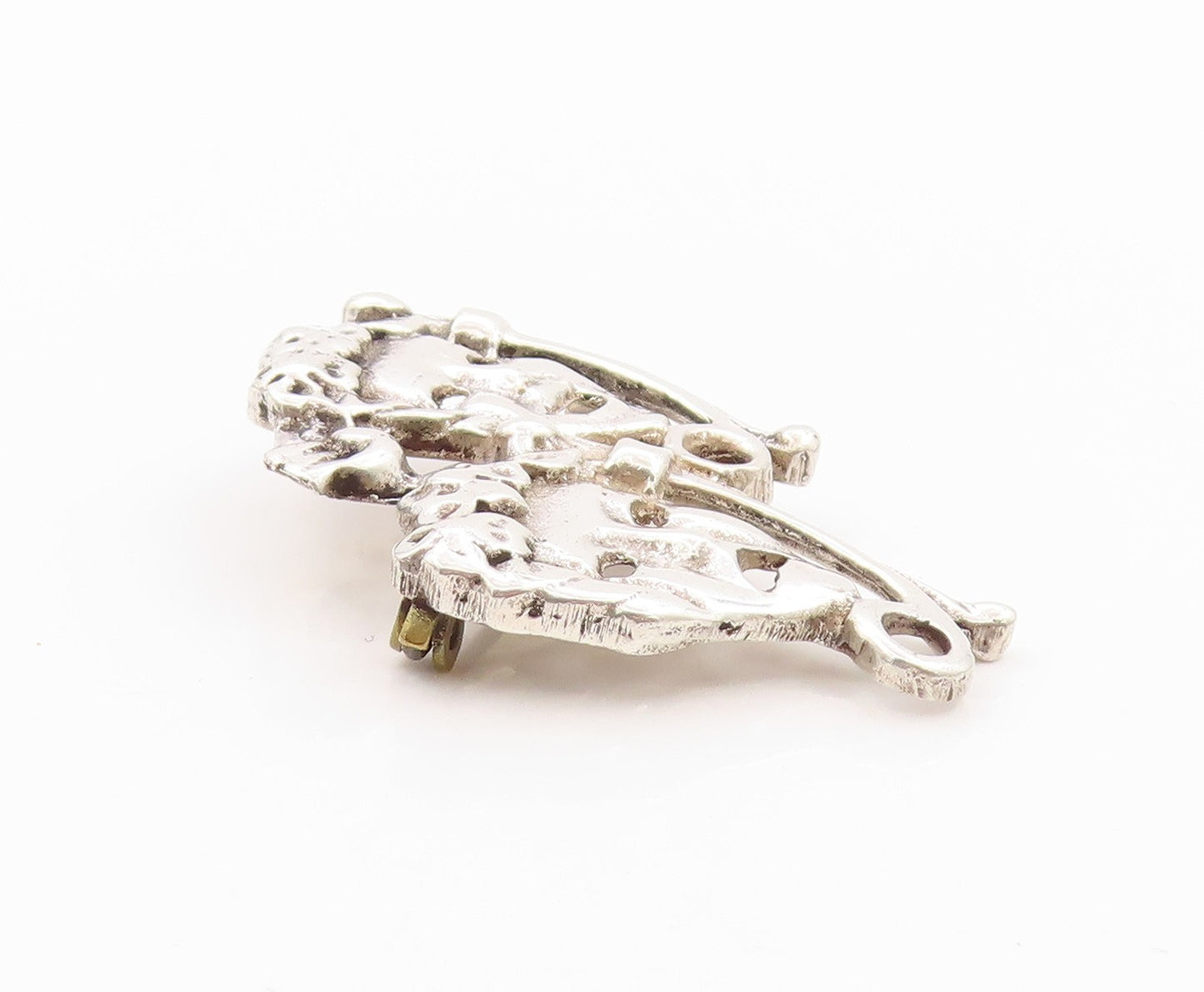 925 Sterling Silver Vintage Brooch Happy & Sad Mime Faces Carved  BP11646