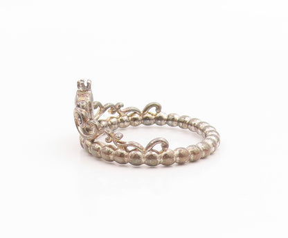 925 Sterling Silver Vintage Ring PANDORA CZ Disney Princess Crown  Sz 6  RG35453