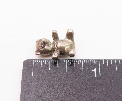 925 Sterling Silver  Vintage Petite Dark Tone Teddy Bear Pendant  PT17874