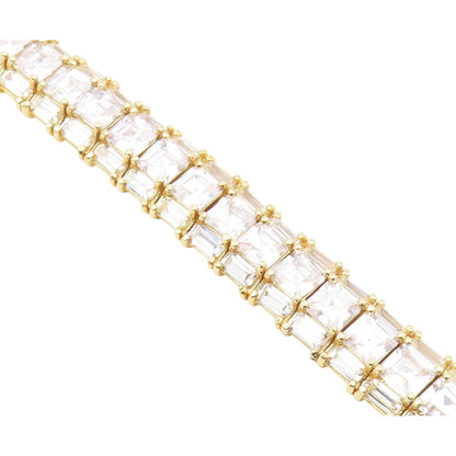 925 Sterling Silver  Vintage Cubic Zirconia Gold Plated Chain Bracelet  BT9248