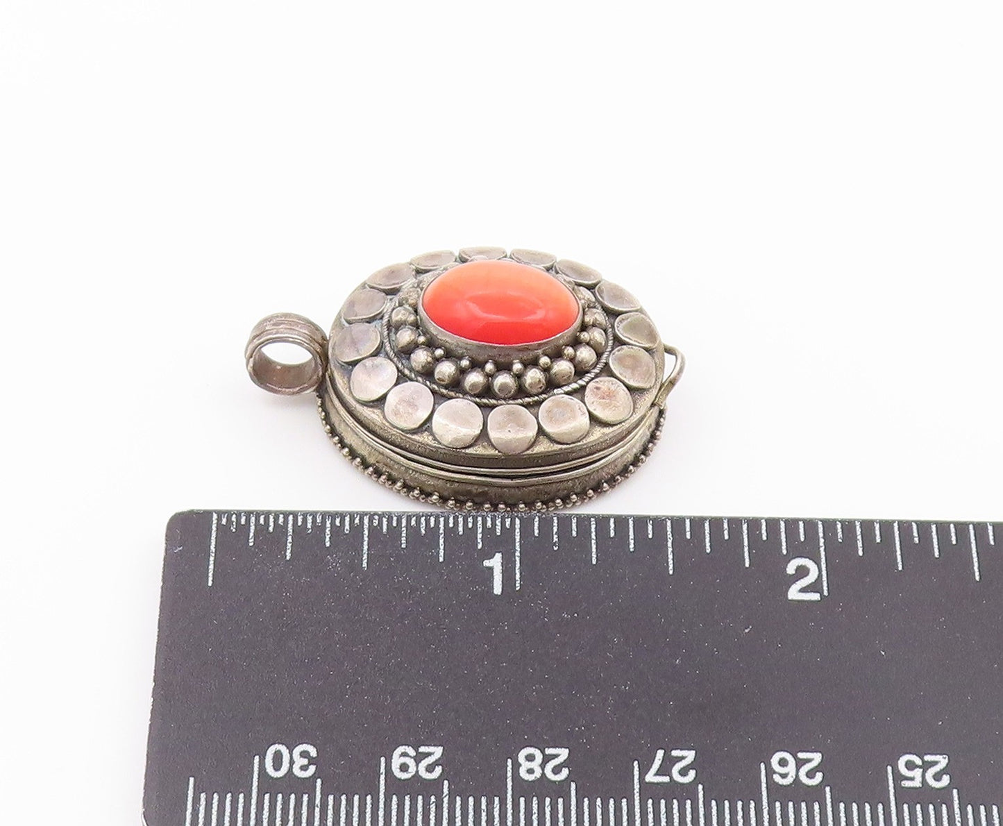 925 Sterling Silver Vintage Pendant Classic Cat Eye Oval Locket OPENS  PT26472