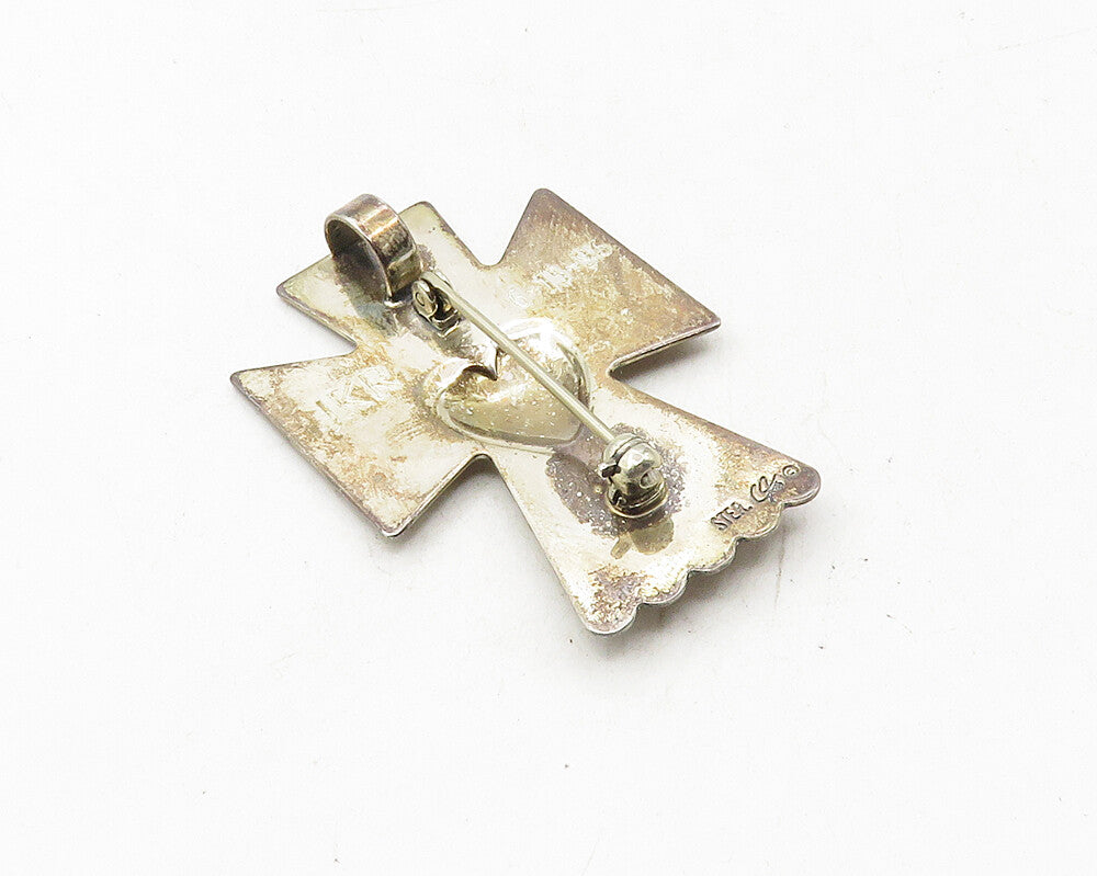 CAROLYN POLLACK RELIOS 925 Silver  Vintage Love Heart Angel Brooch Pin  BP4036