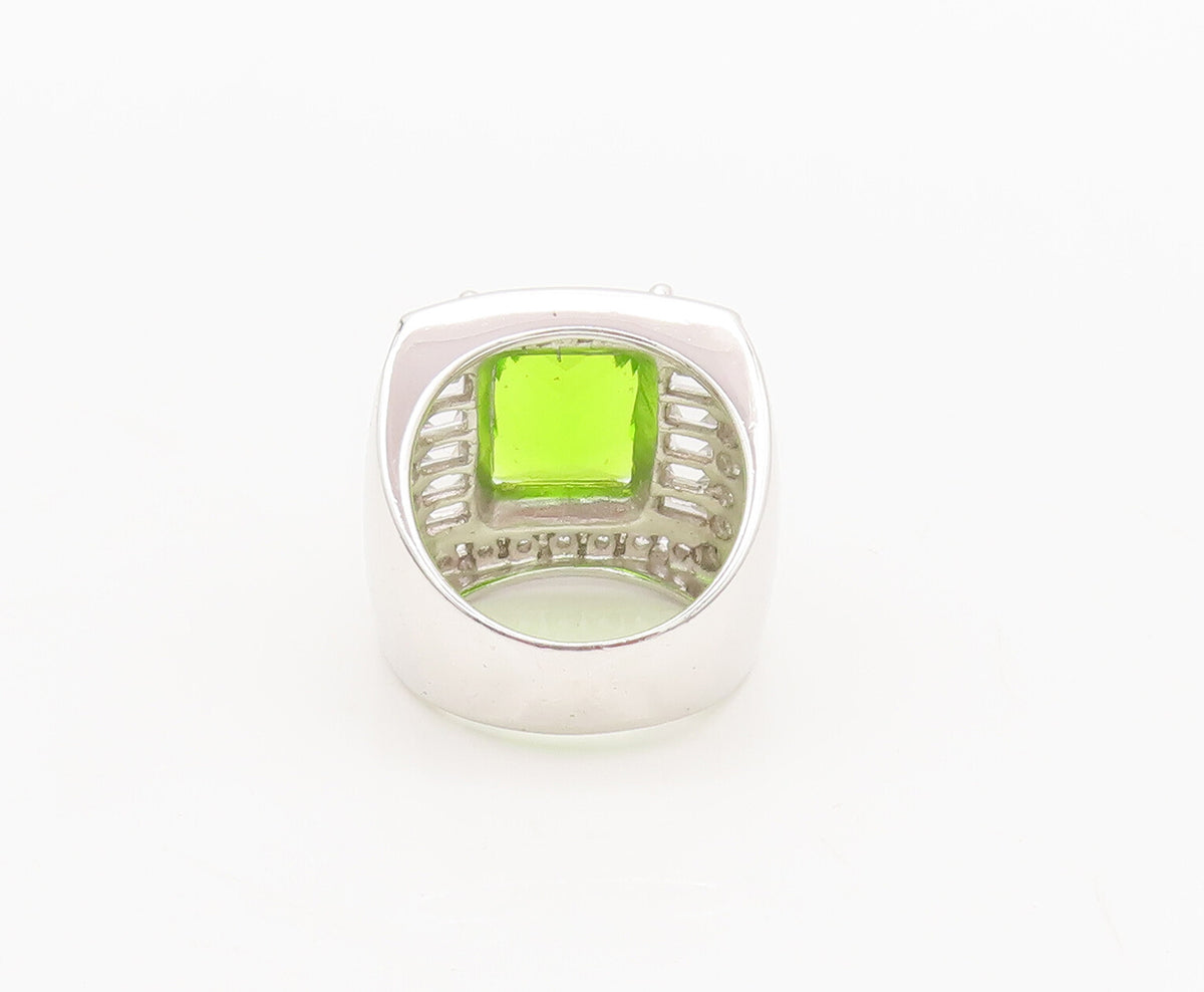 ROSS SIMONS 925 Silver  Vintage Peridot Halo Multi Size CZ Ring Sz 5  RG26845