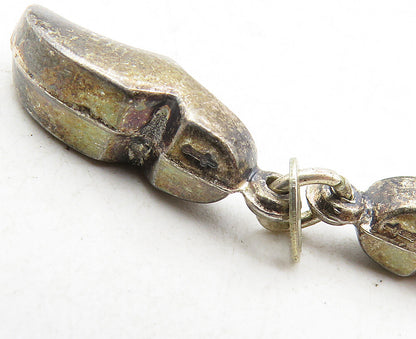 925 Sterling Silver  Vintage Antique Dark Tone Petite Shoes Pendant  PT7018
