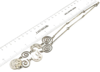 MEXICO 925 Silver  Vintage Dark Tone Spiral Bar Link Chain Necklace  NE3549