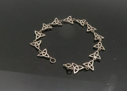 PETER STONE 925 Sterling Silver  Vintage Celtic Knot Chain Bracelet  BT8636