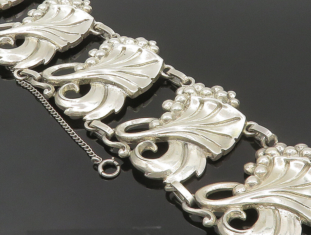 VIKINGCRAFT 925 Silver  Vintage Shiny Leaf Vine & Grapes Bracelet  BT9357