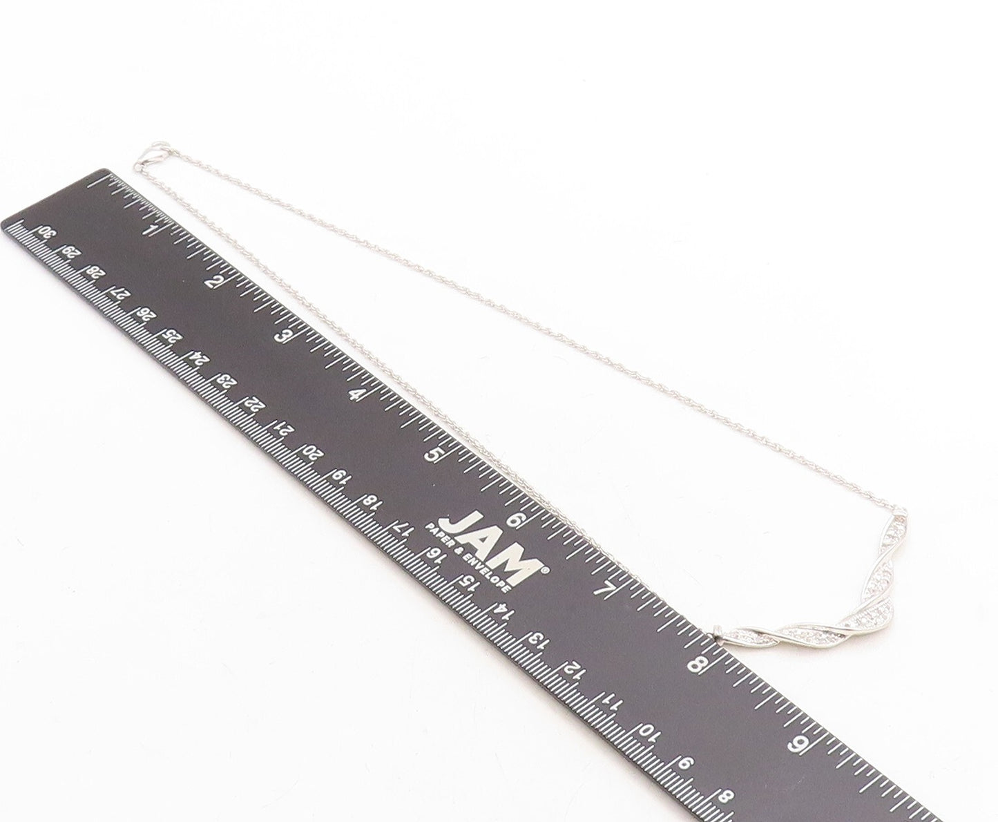 925 Sterling Silver  Genuine Diamonds Shiny Twist Chain Necklace  NE1940