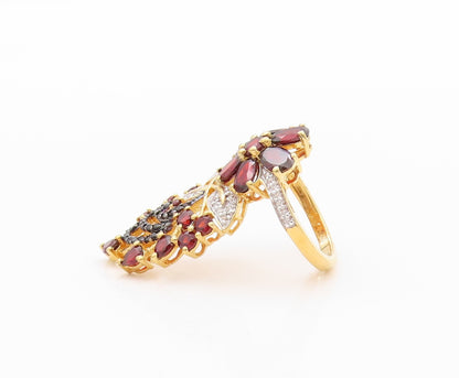 925 Sterling Silver Vintage Ring Gold Plated Garnet CZ Spinel  Sz 5  RG32210